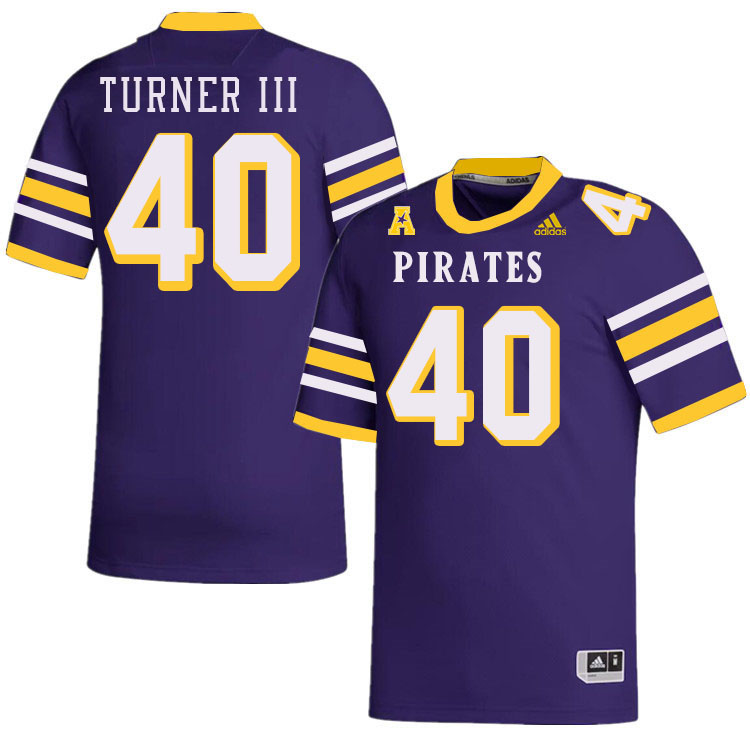 Men #40 Greg Turner III ECU Pirates College Football Jerseys Stitched-Throwback